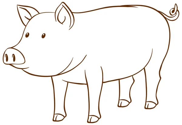 Porco Doodle Estilo Simples Sobre Fundo Branco Ilustração —  Vetores de Stock
