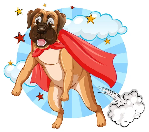 Pes Červenou Pláštěnkou Létání Ilustrace — Stockový vektor