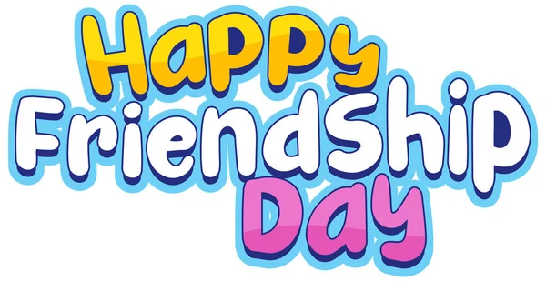Happy Friendship Day Słowo Logo Białym Tle Ilustracji — Wektor stockowy