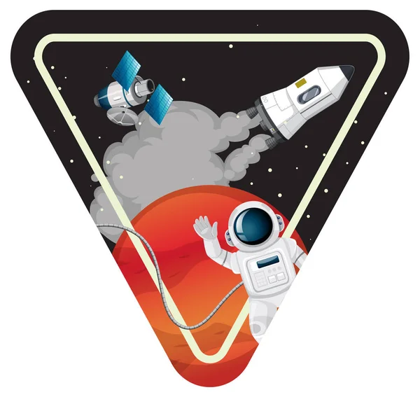 Astronaut Space Badge White Background Illustration — Stock Vector