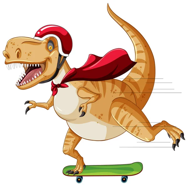 Tyrannosaurus Rex Dinossauro Skate Desenho Animado Estilo Ilustração —  Vetores de Stock