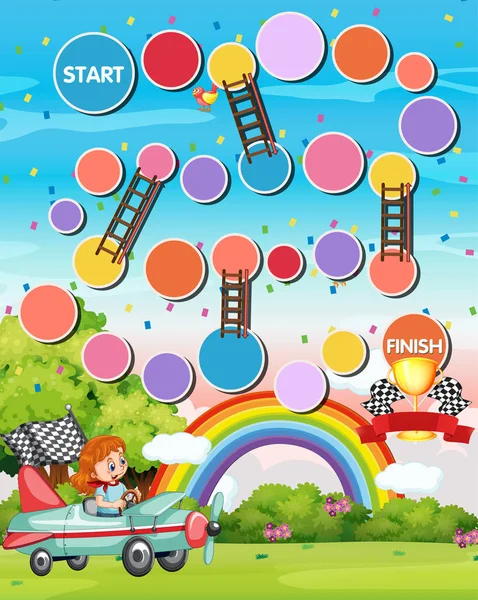 幼稚園の子供のためのヘビやはしごゲームテンプレートイラスト — ストックベクタ