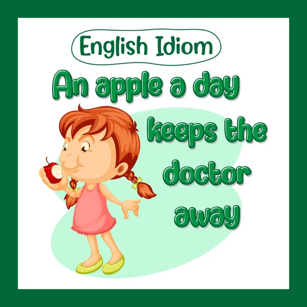 English Idiom Apple Day Keeps Doctor Away Illustration — 图库矢量图片