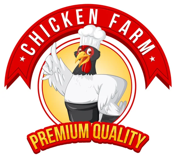 Chicken Chef Cartoon Character Chicken Farm Logo Illustration — Stock Vector