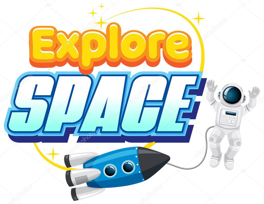Explore Space word logo design  illustration
