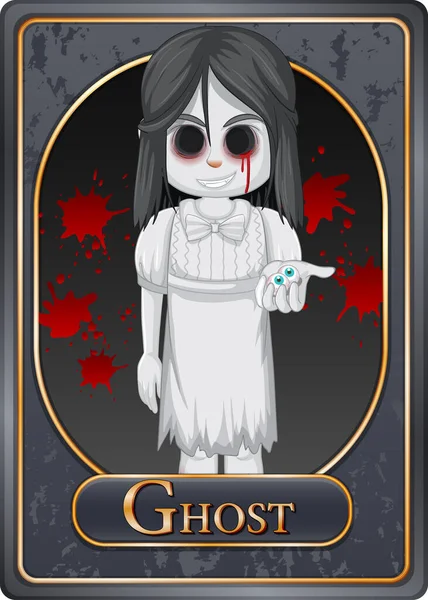 Ghost Girl Charakter Spiel Karte Vorlage Illustration — Stockvektor