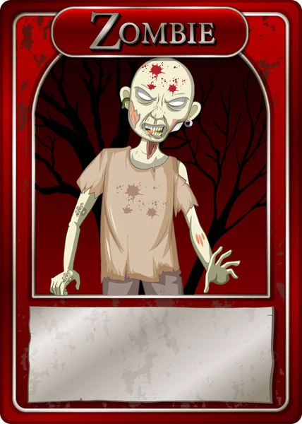 Creepy Zombie Personaggio Gioco Modello Carta Illustrazione — Vettoriale Stock