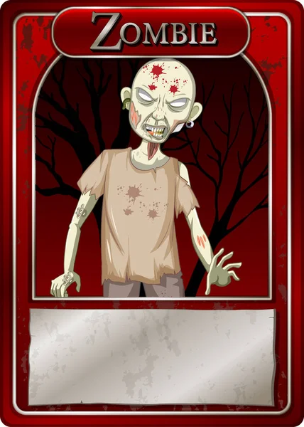 Espeluznante Zombi Personaje Juego Tarjeta Plantilla Ilustración — Archivo Imágenes Vectoriales