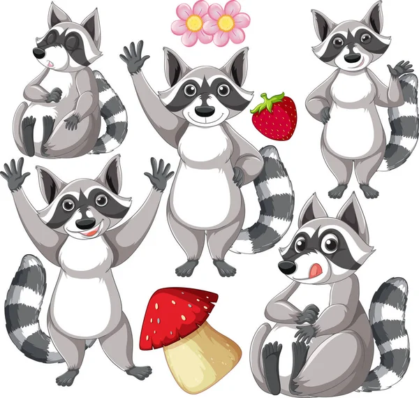 Beyaz arkaplandaki komik rakun çizimi