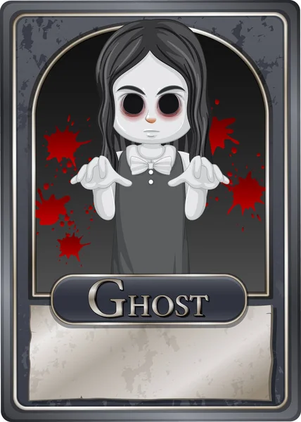 Ghost Girl Charakter Spiel Karte Vorlage Illustration — Stockvektor