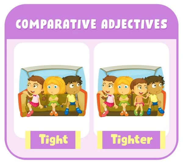 Comparative Adjectives Word Happy Illustration Stock Vector by