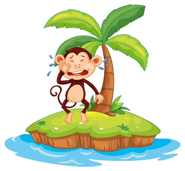 Pláč Opice Kreslený Postava Izolovaném Ostrově Ilustrace — Stockový vektor