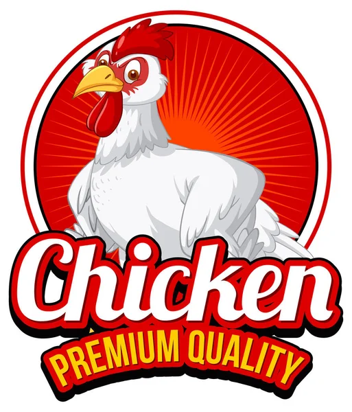 Chicken Premium Qualität Banner Mit Huhn Zeichentrickfigur Illustration — Stockvektor