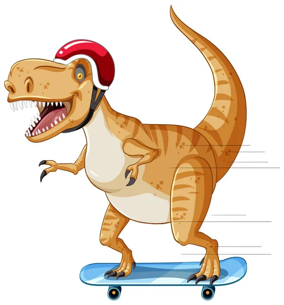 Tyrannosaurus Rex Dinosaurio Monopatín Ilustración Estilo Dibujos Animados — Archivo Imágenes Vectoriales