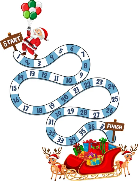 Snake Ladders Game Template Christmas Theme Illustration — Stock Vector