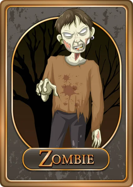 Personagem Zumbi Assustador Modelo Cartão Jogo Ilustração — Vetor de Stock