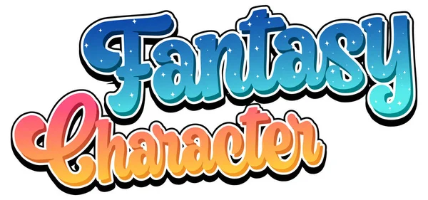 Fantezi Karakterleri çizgi film stili illüstrasyonunda metin kelimesi