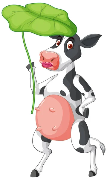 Mléčná Kráva Stojící Dvou Nohách Kreslený Znak Ilustrace — Stockový vektor