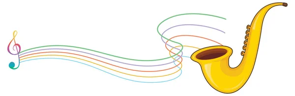 Saxofón Con Notas Musicales Sobre Fondo Blanco Ilustración — Archivo Imágenes Vectoriales