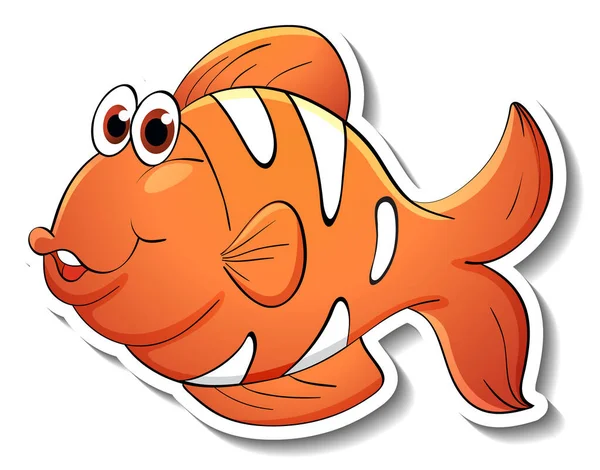 Cute Fish Sea Animal Cartoon Sticker Illustration — Stock Vector