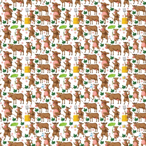 Vaca Divertida Sobre Fondo Blanco Ilustración Perfecta — Vector de stock