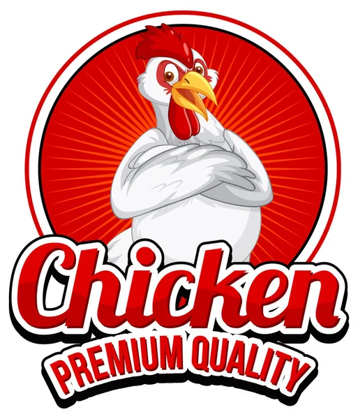 Banner Calidad Premium Pollo Con Ilustración Personajes Dibujos Animados Pollo — Vector de stock