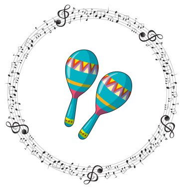 Beyaz arkaplan illüstrasyonu üzerine notaları olan bir maraküs