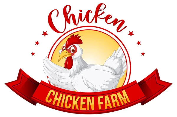 Chicken Farm Banner Mit Weißen Huhn Cartoon Figur Illustration — Stockvektor