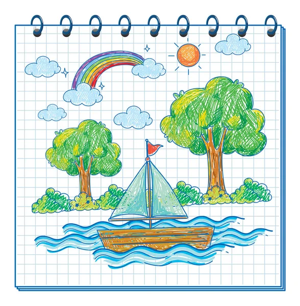 Cuaderno Con Dibujo Garabatos Con Color Ilustración Portada — Archivo Imágenes Vectoriales