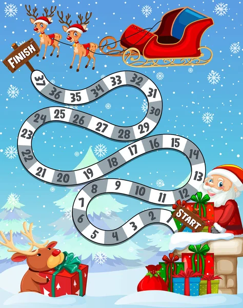 Counting Numbers Game Template Christmas Theme Illustration — Stock Vector