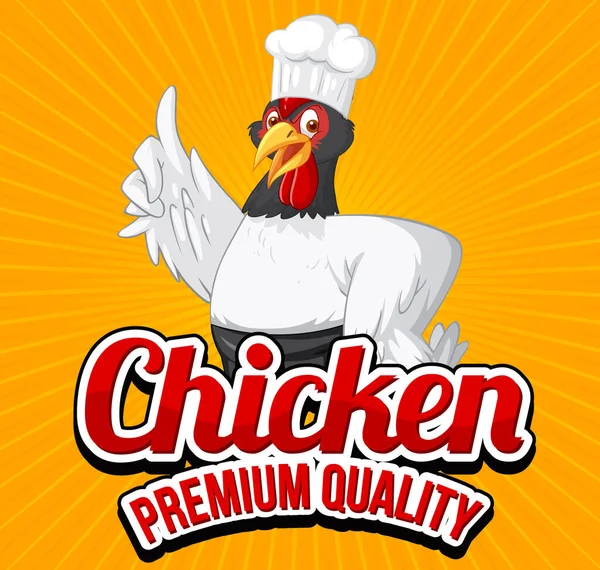 Banner Calidad Premium Pollo Con Ilustración Personajes Dibujos Animados Chef — Archivo Imágenes Vectoriales