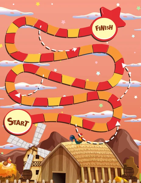 Ilustrasi Templat Permainan Snake Ladders - Stok Vektor