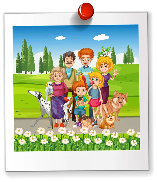 Cartoon Family Photo Isolated White Backgound Illustration — Stock Vector