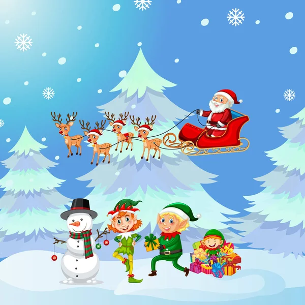 Design Cartaz Natal Com Papai Noel Ilustração Trenó Ilustrações De Stock Royalty-Free