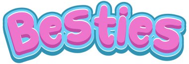 Beyaz arkaplan illüstrasyonunda Besties sözcük logosu