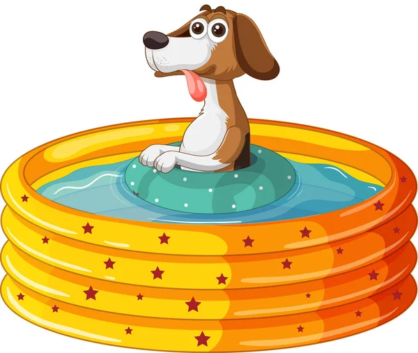 Mignon Chien Jouant Dans Illustration Piscine — Image vectorielle