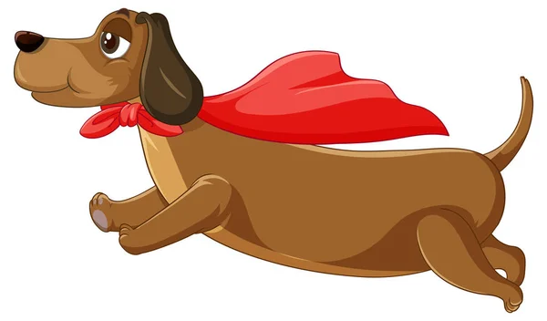 Dog Red Cape Flying Illustration — Stock Vector