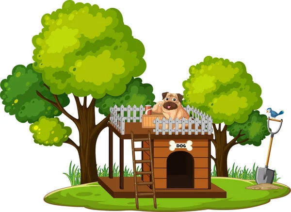 公园里用木头做的狗和狗屋 — 图库矢量图片