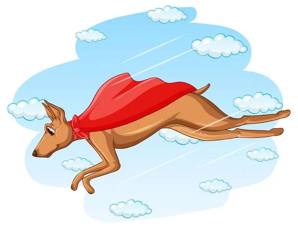 Chien Avec Cape Rouge Illustration Volante — Image vectorielle