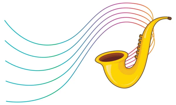 Saxophone Avec Des Notes Musicales Sur Fond Blanc Illustration — Image vectorielle