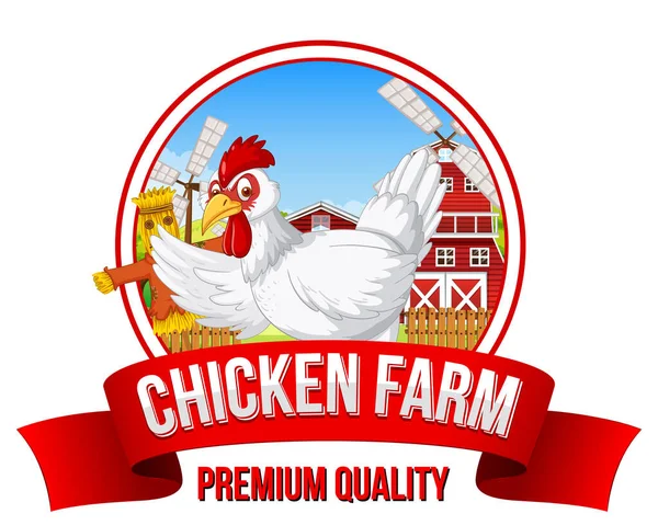 Ilustrasi Logo Karakter Kartun Peternakan Ayam - Stok Vektor