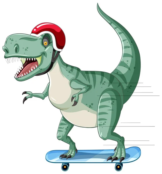 Tyranosaurus Rex Dinosaurus Skateboardu Kresleném Stylu Ilustrace — Stockový vektor