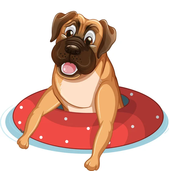 Söt Valp Hund Gummi Ring Illustration — Stock vektor