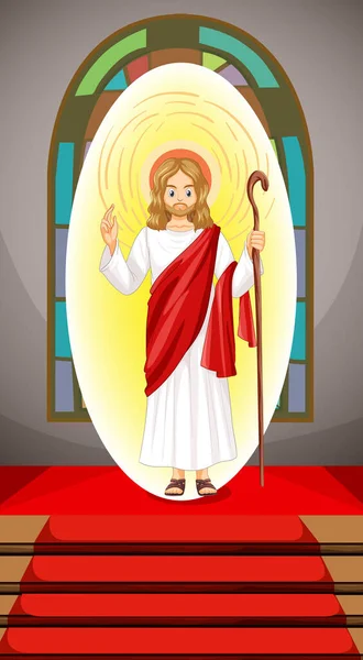 Gesù Cristo Stile Cartone Animato Illustrazione — Vettoriale Stock
