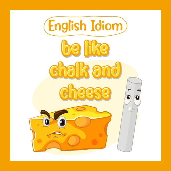 Englisches Idiom Mit Bildbeschreibung Für Sein Wie Kreide Und Käse — Stockvektor