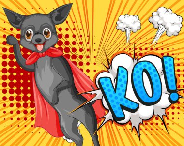 Köpek resimli Pop Art retro karikatür tarzı