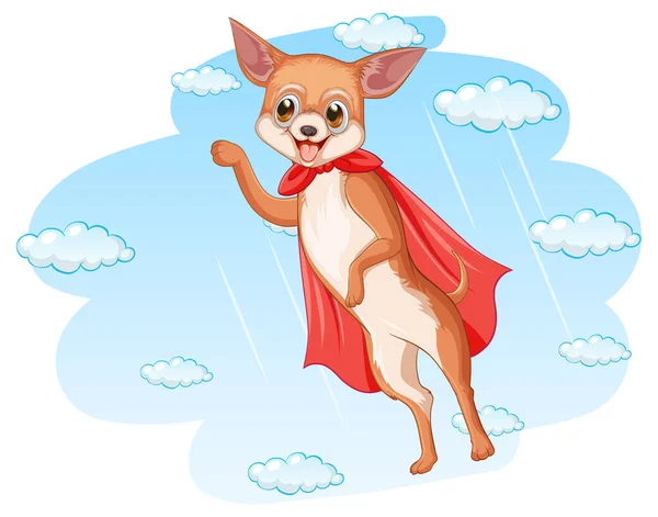 Een Hond Superheld Lucht Achtergrond Illustratie — Stockvector