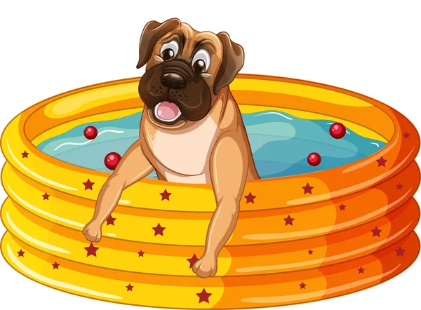 Leuke Puppy Hond Rubber Zwembad Illustratie — Stockvector