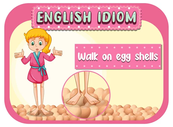 Englische Idiom Mit Bildbeschreibung Für Spaziergang Auf Eierschalen Illustration — Stockvektor
