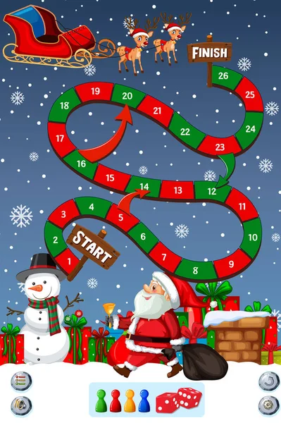 Serpente Escada Modelo Jogo Ilustração Tema Natal — Vetor de Stock